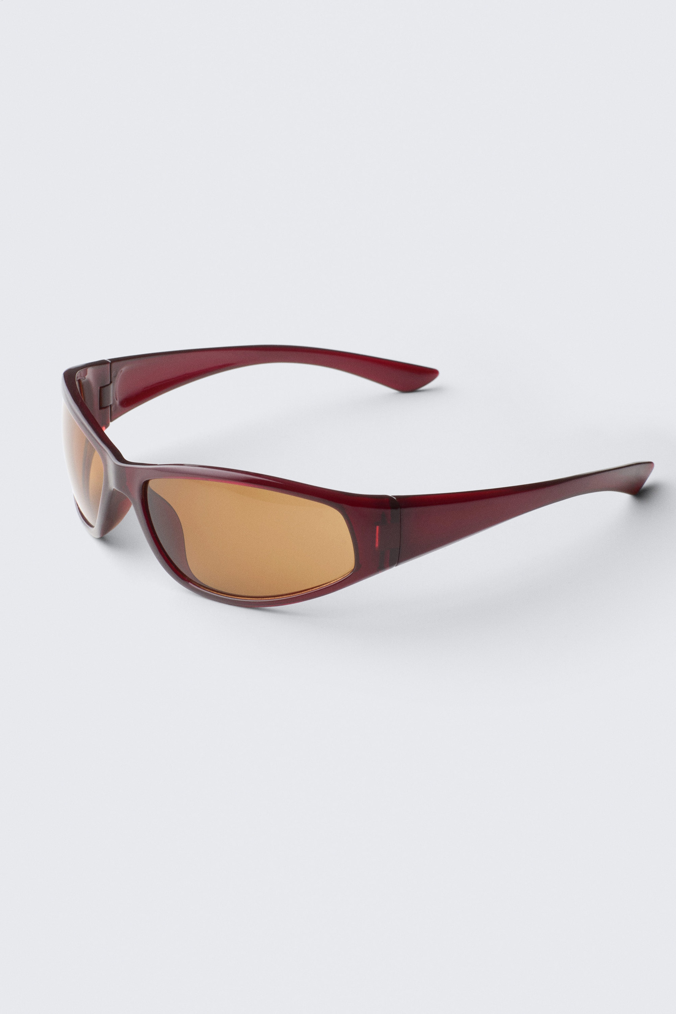 Rot transparent/Braune Gläser - Wrap-Around-Sonnenbrille - 2