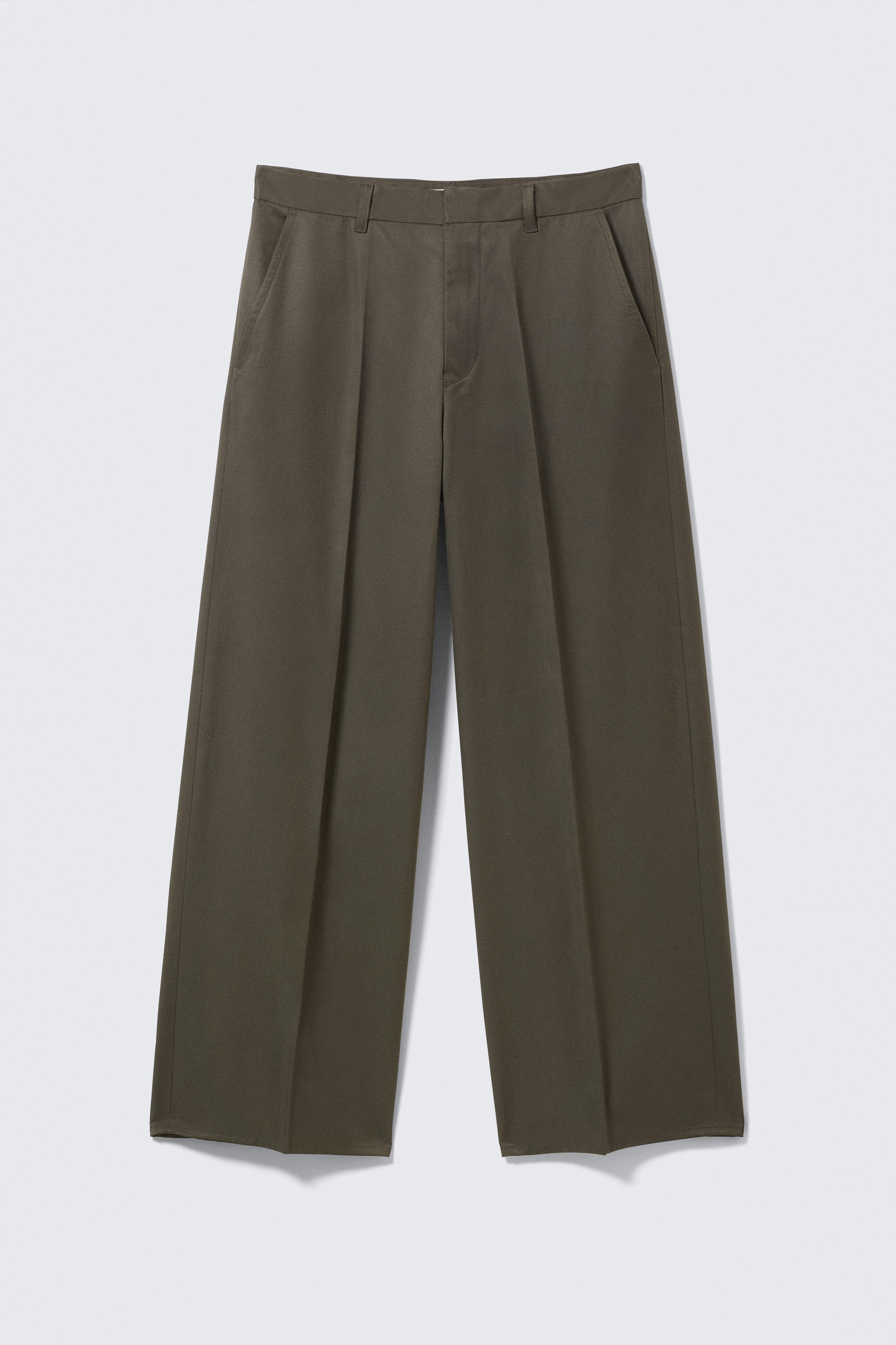 Dark Grey - Loose Fit Twill Chino Trousers - 1