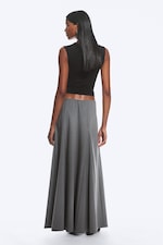 Dark Grey Melange - Mid Rise Panelled Maxi Skirt - 3