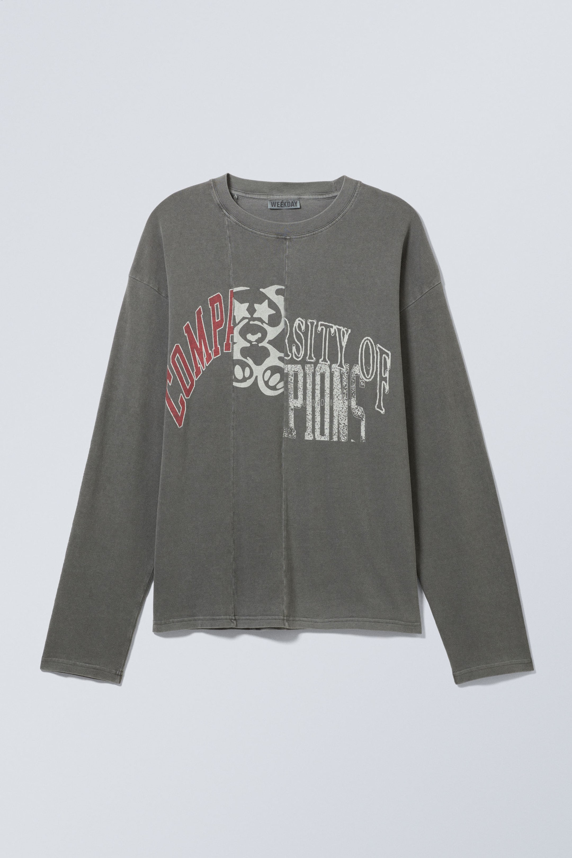 Grau - 3x geschnittener Print - Großartiges Graphic-Longsleeve im Boxy-Fit - 1