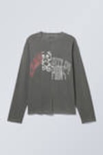 Grau - 3x geschnittener Print - Großartiges Graphic-Longsleeve im Boxy-Fit - 0