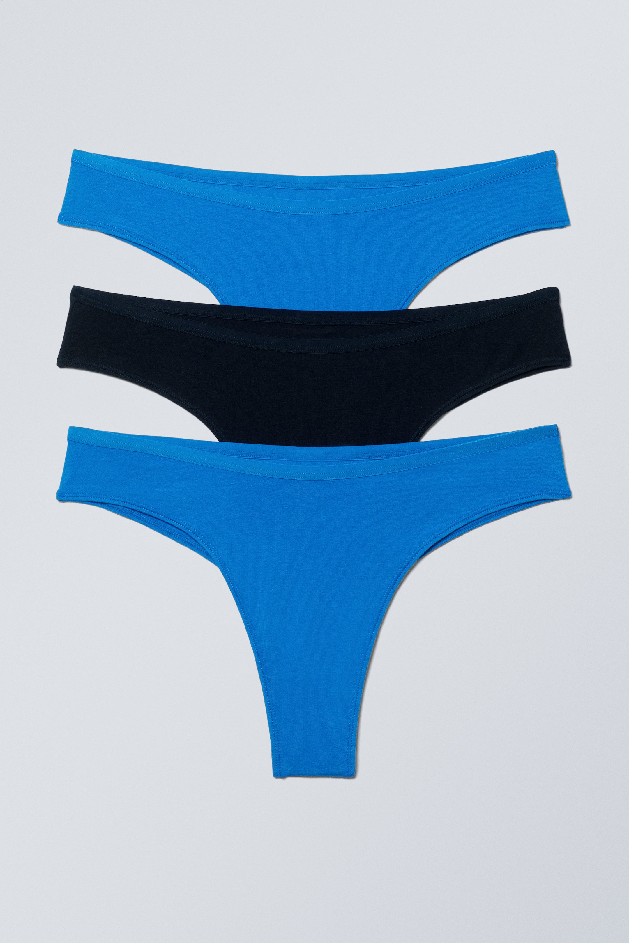 Bright Blue/Black - 3-pack Inez Brazilian Cotton Briefs - 0