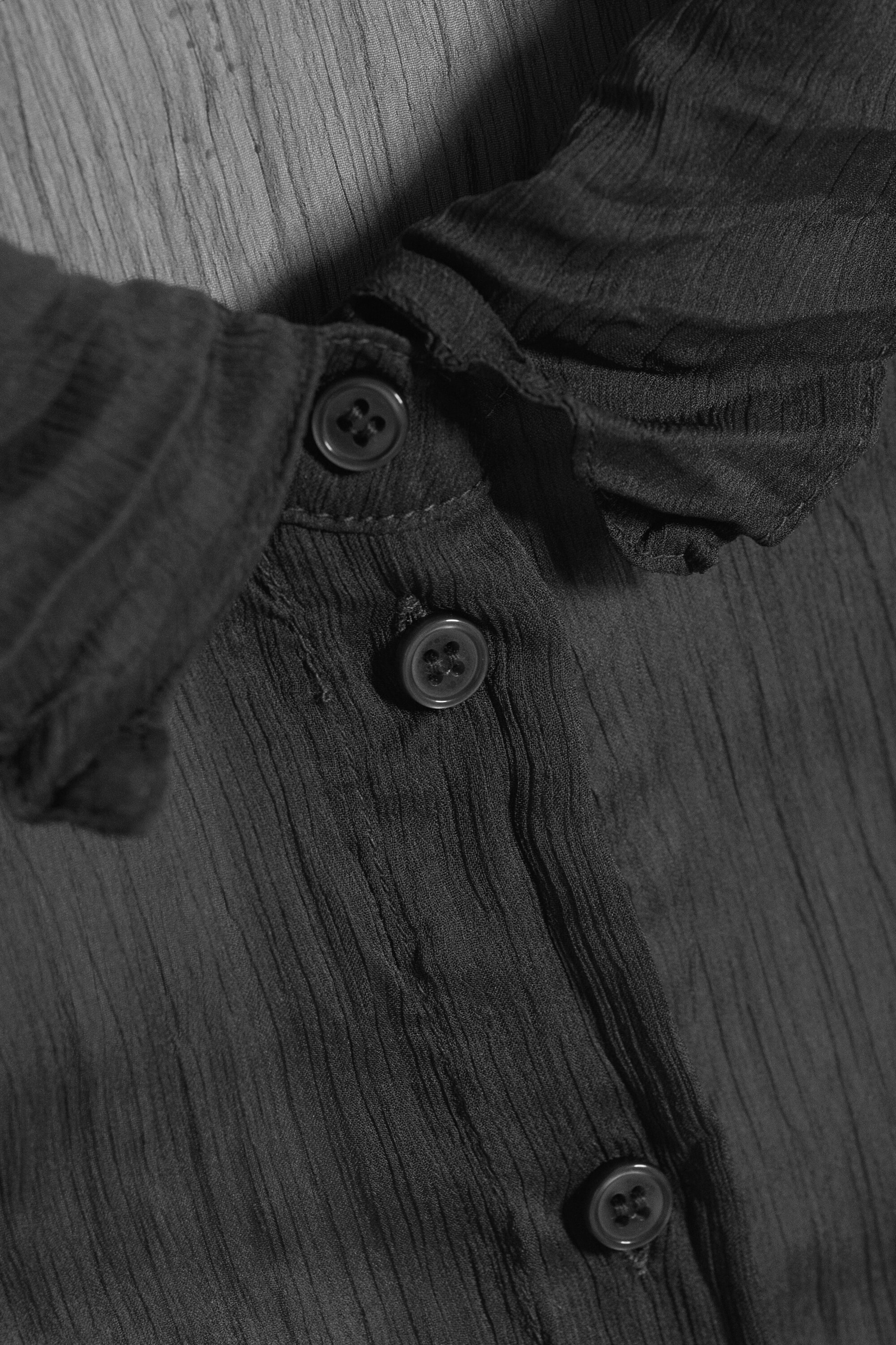 Dark Grey - Sheer A-line Long-sleevd shirt - 5