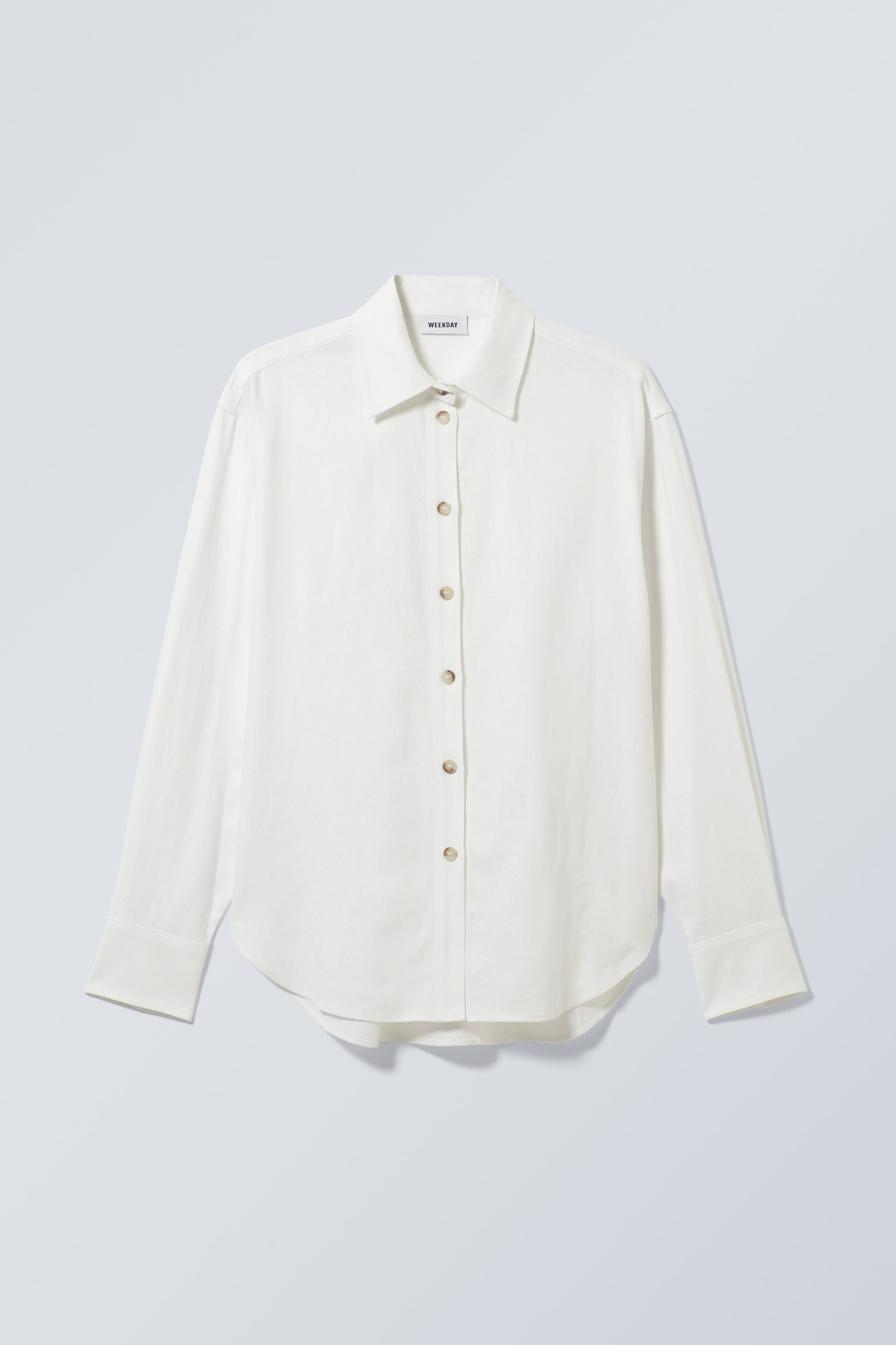 Blanc - Chemise décontractée en lin mélangé - 0