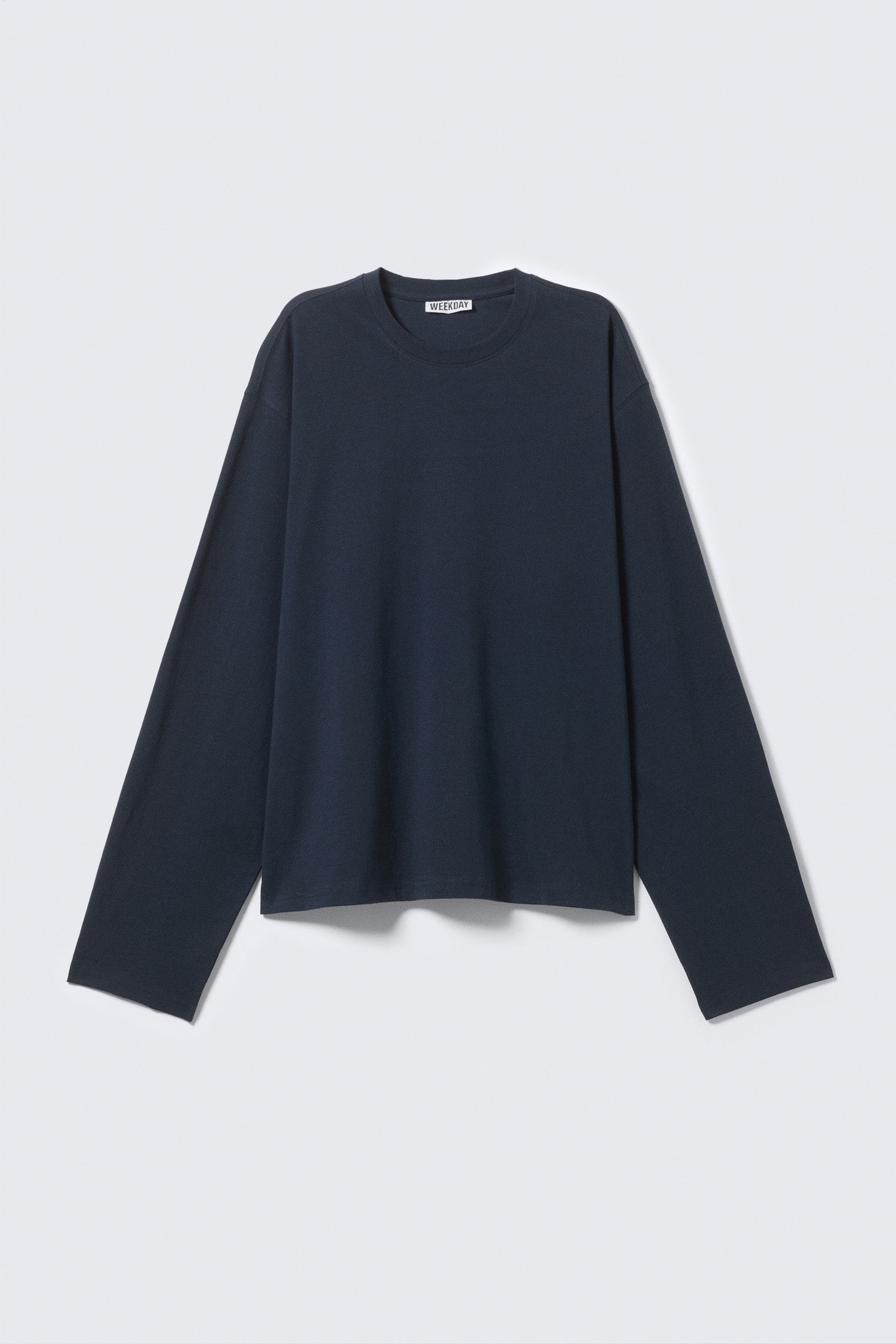 Marineblau - Boxy Longsleeve aus Baumwolle - 3