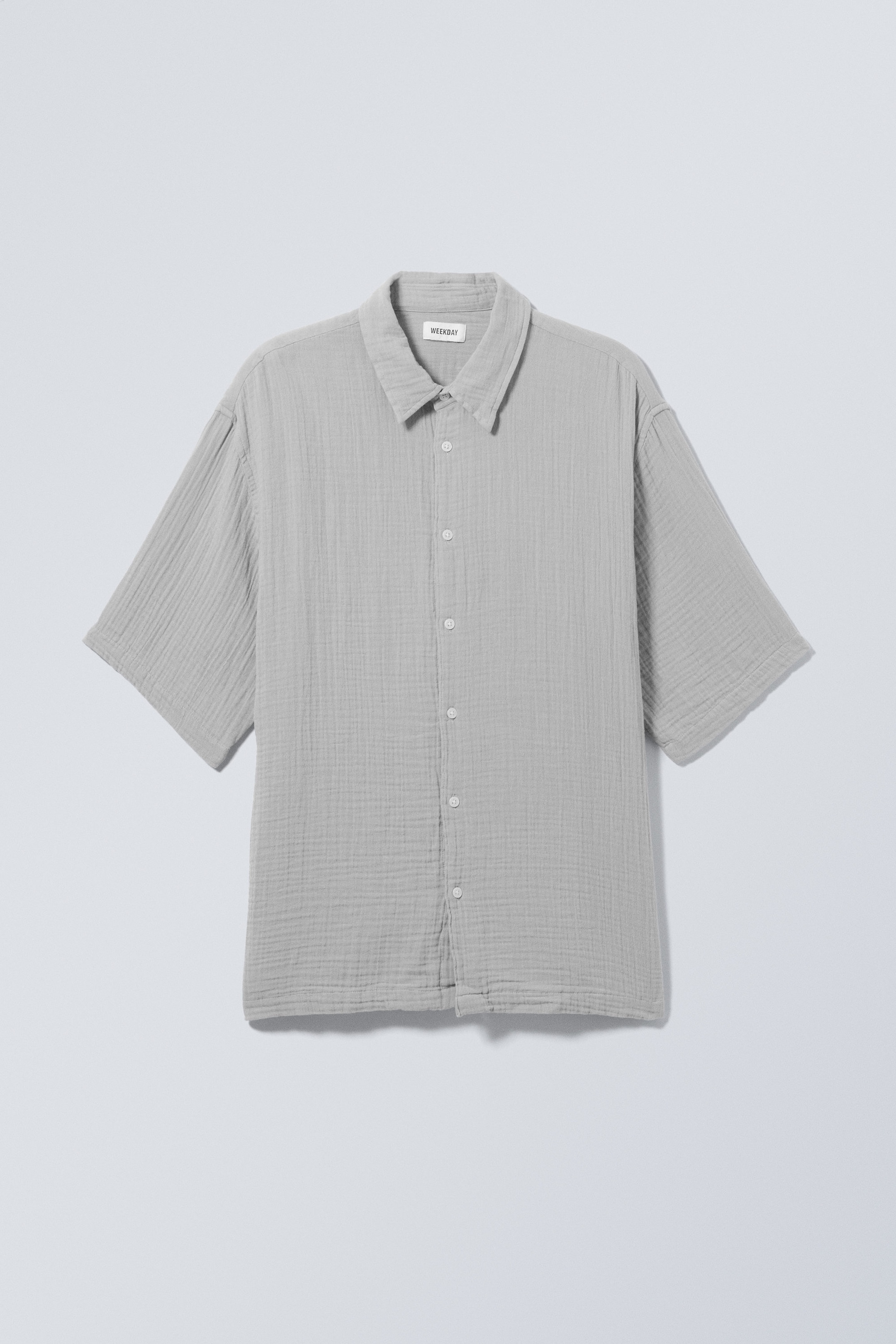 Dusty Grey - Oversized Structured Short Sleeve Shirt - 0