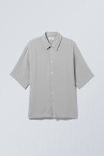Dusty Grey - Oversized Structured Short Sleeve Shirt - 0