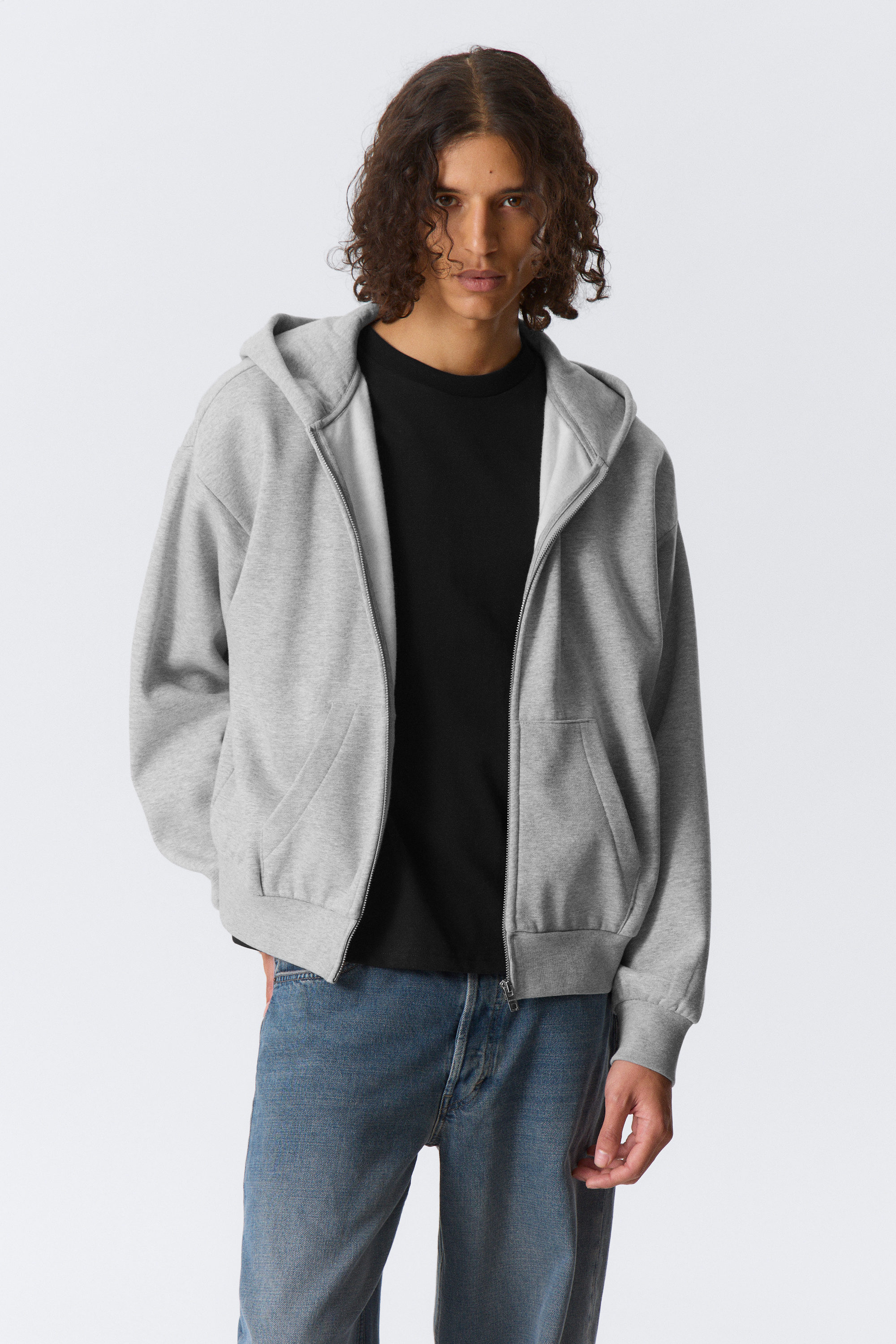 Grijs gemêleerd - Hoodie met rits - Loose Fit - 2