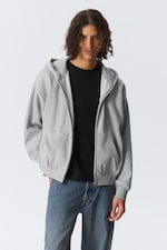 Grey Melange - Loose Fit Zip Hoodie - 1