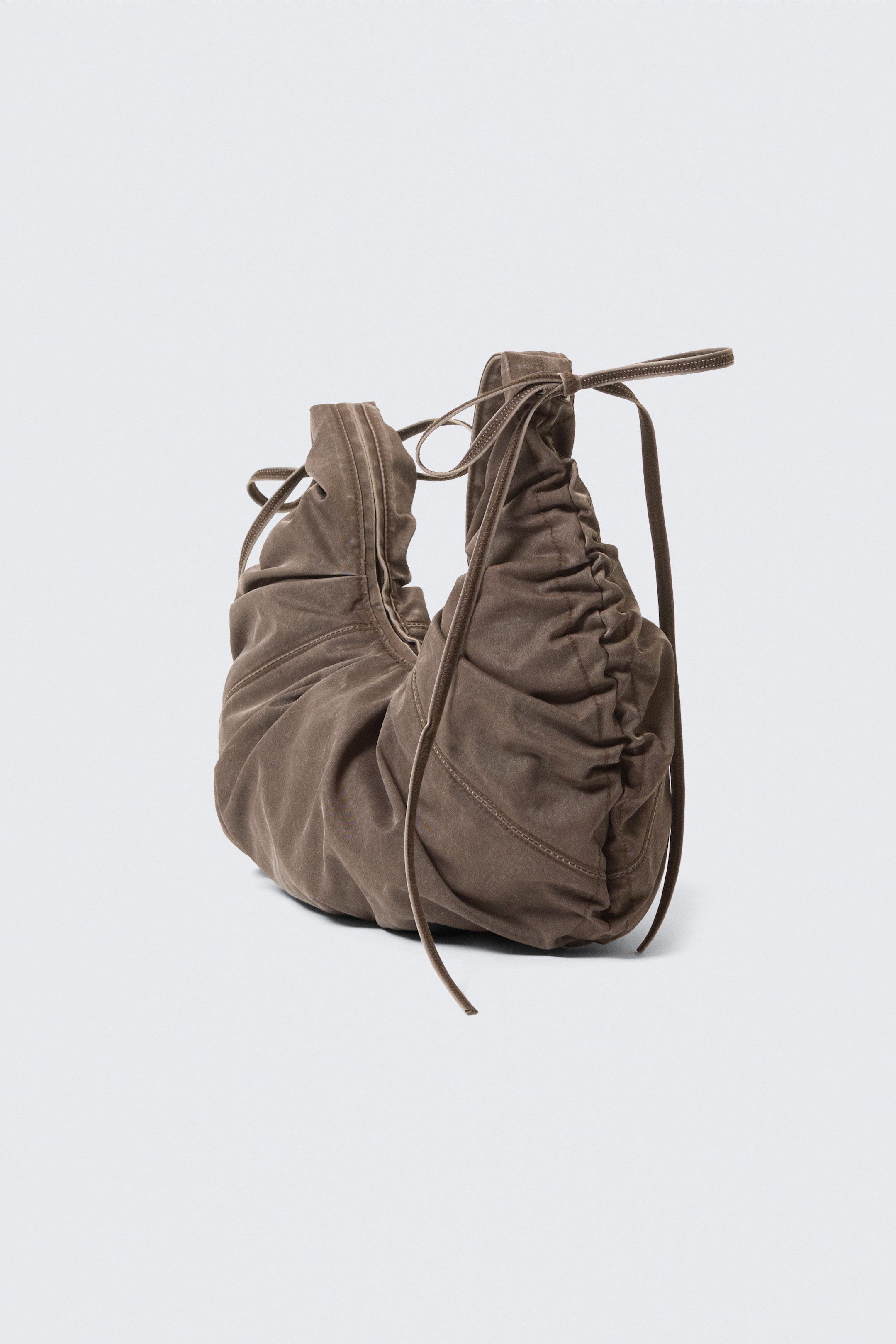 Dark Brown - Ruched Crossbody Bag - 3