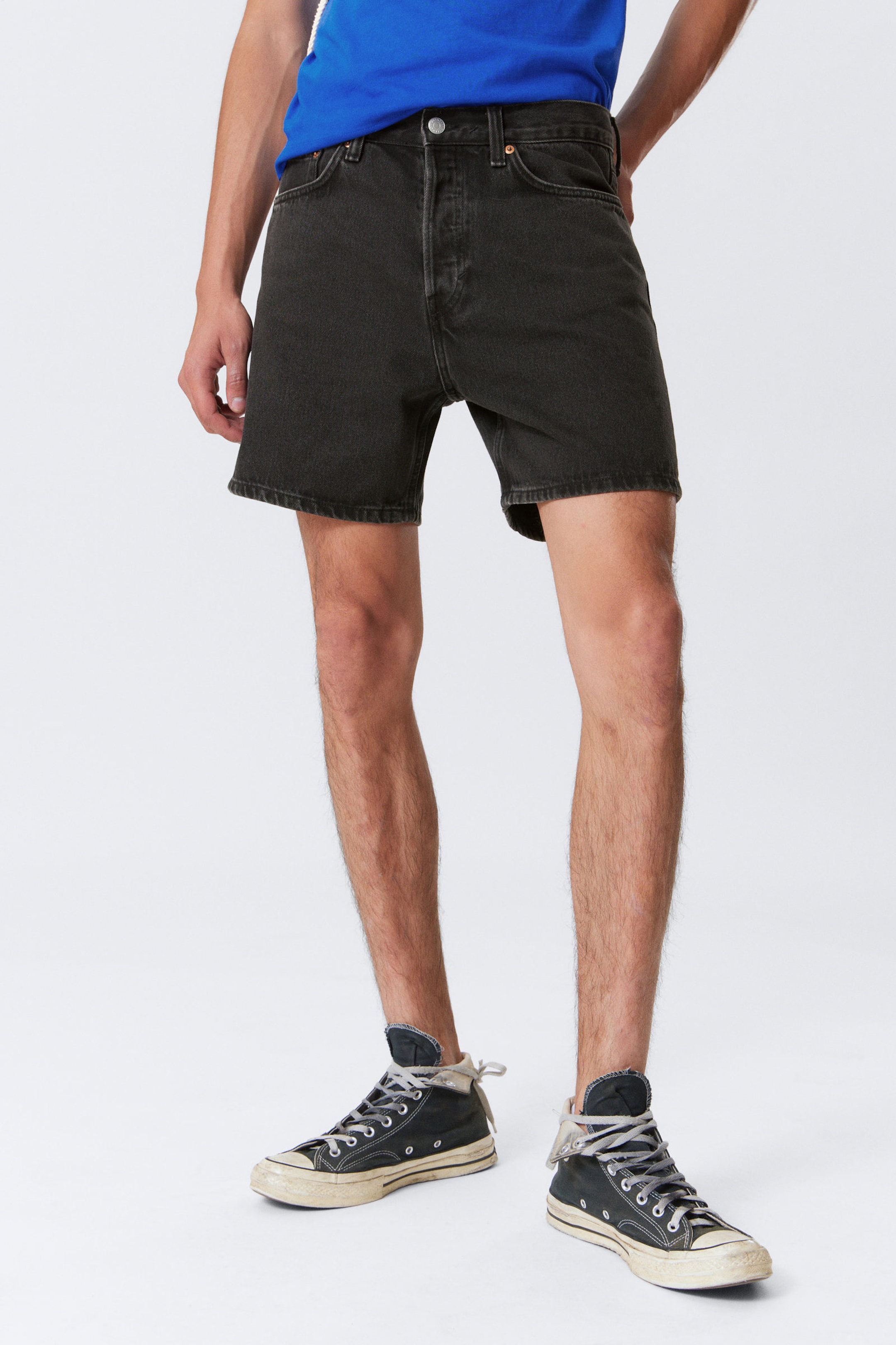 Tuned Black - Black - Space Relaxed Mid-thigh Denim Shorts - 2
