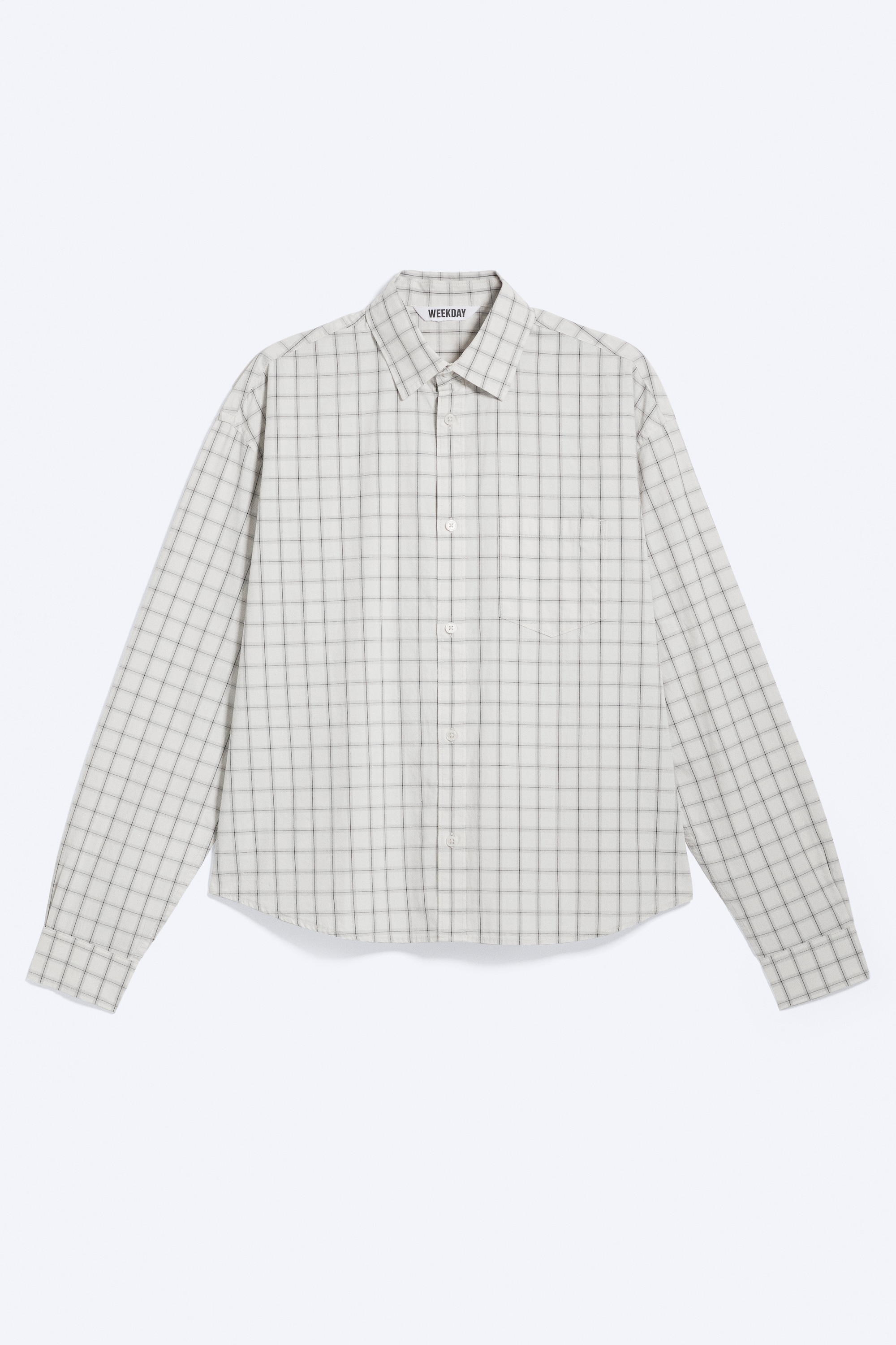 Kastiges Longsleeve-Hemd aus Baumwollpopeline - Staubiges Hellbeige kariert/Schwarz/Braun kariert/Grün kariert/Blau kariert/Beigefarbenes Karomuster