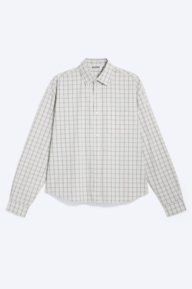 Boxy Long-Sleeved Cotton Poplin Shirt - Checked Dusty Light Beige/Checked Black/Brown/Checked Blue/Checked Green/Beige Check - 1