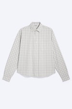 Staubiges Hellbeige kariert - Kastiges Longsleeve-Hemd aus Baumwollpopeline - 3