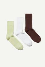 Groen wit bruin - 3 paar Ribbed Crew Socks - 0