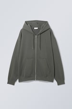 Grey Smiley - Oversized Graphic Zip Hoodie - 0