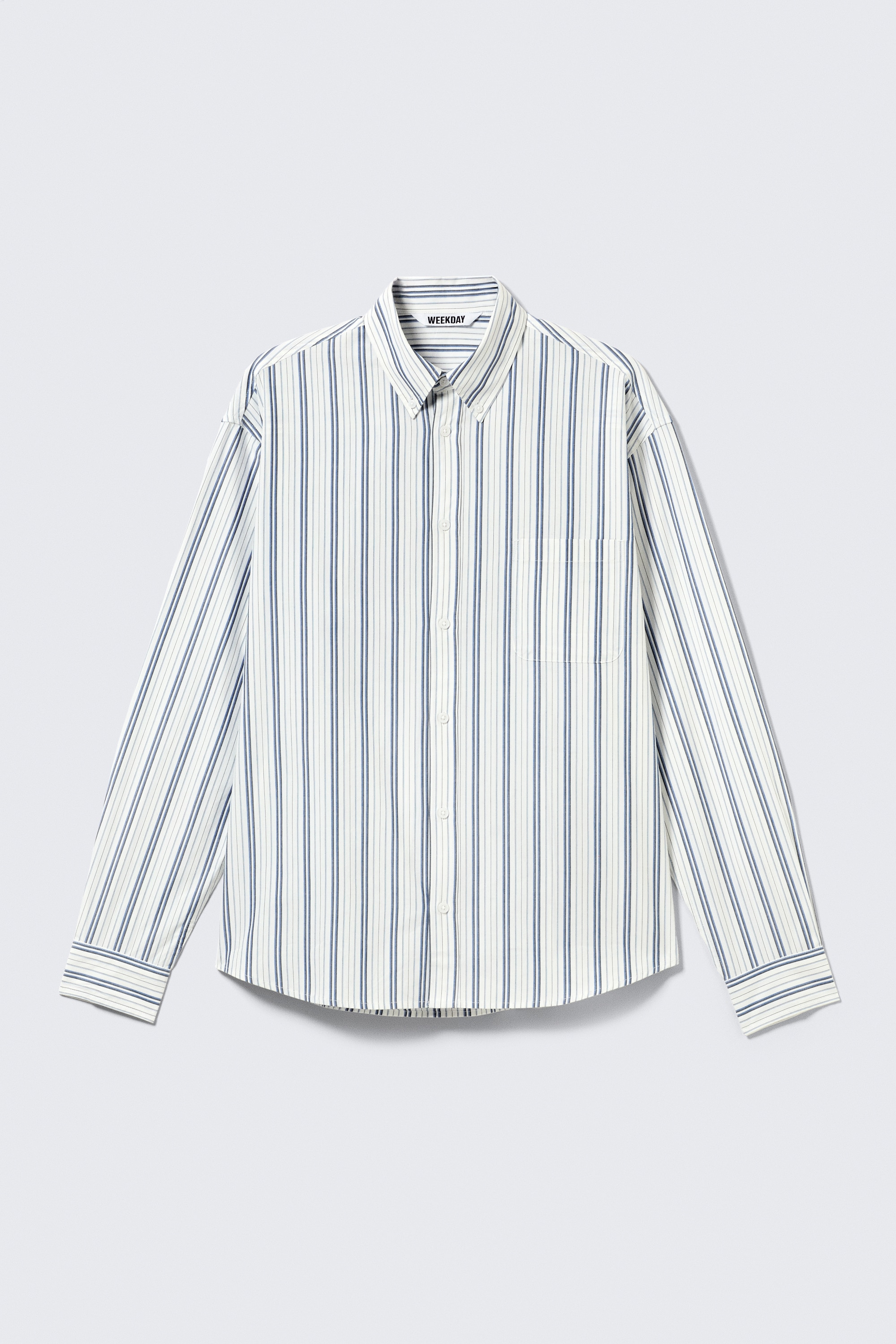 Laza poplin ing - White - Blue Stripes