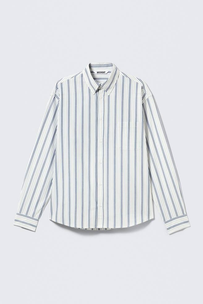 Camisa de popelina con botones - Blanco - Rayas azules/Black Check - 1