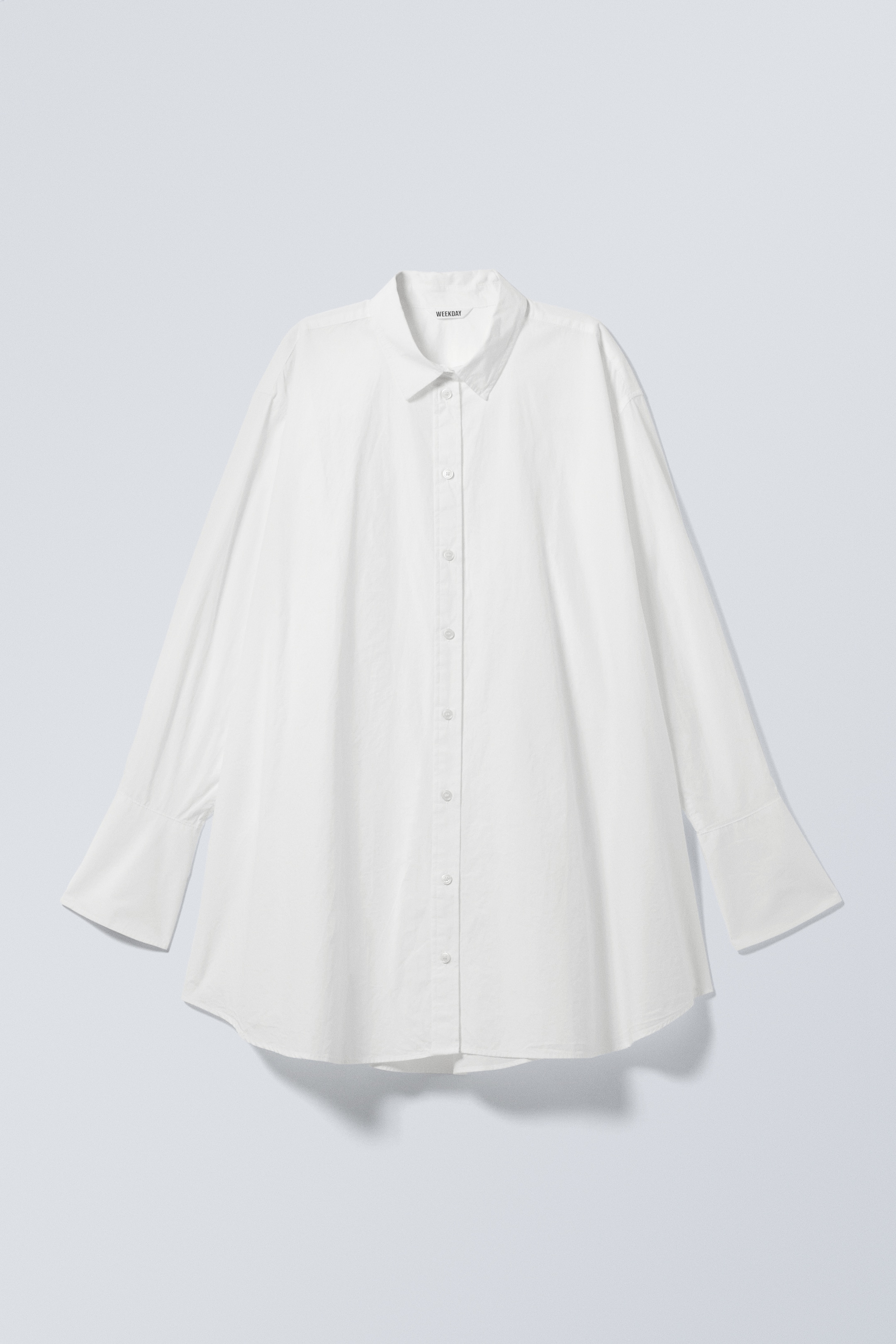Grotere afbeelding bekijken: Mini Cotton Poplin Shirt Dress - White - DAMES | H&M BE 1