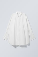 White - Mini Cotton Poplin Shirt Dress - 0