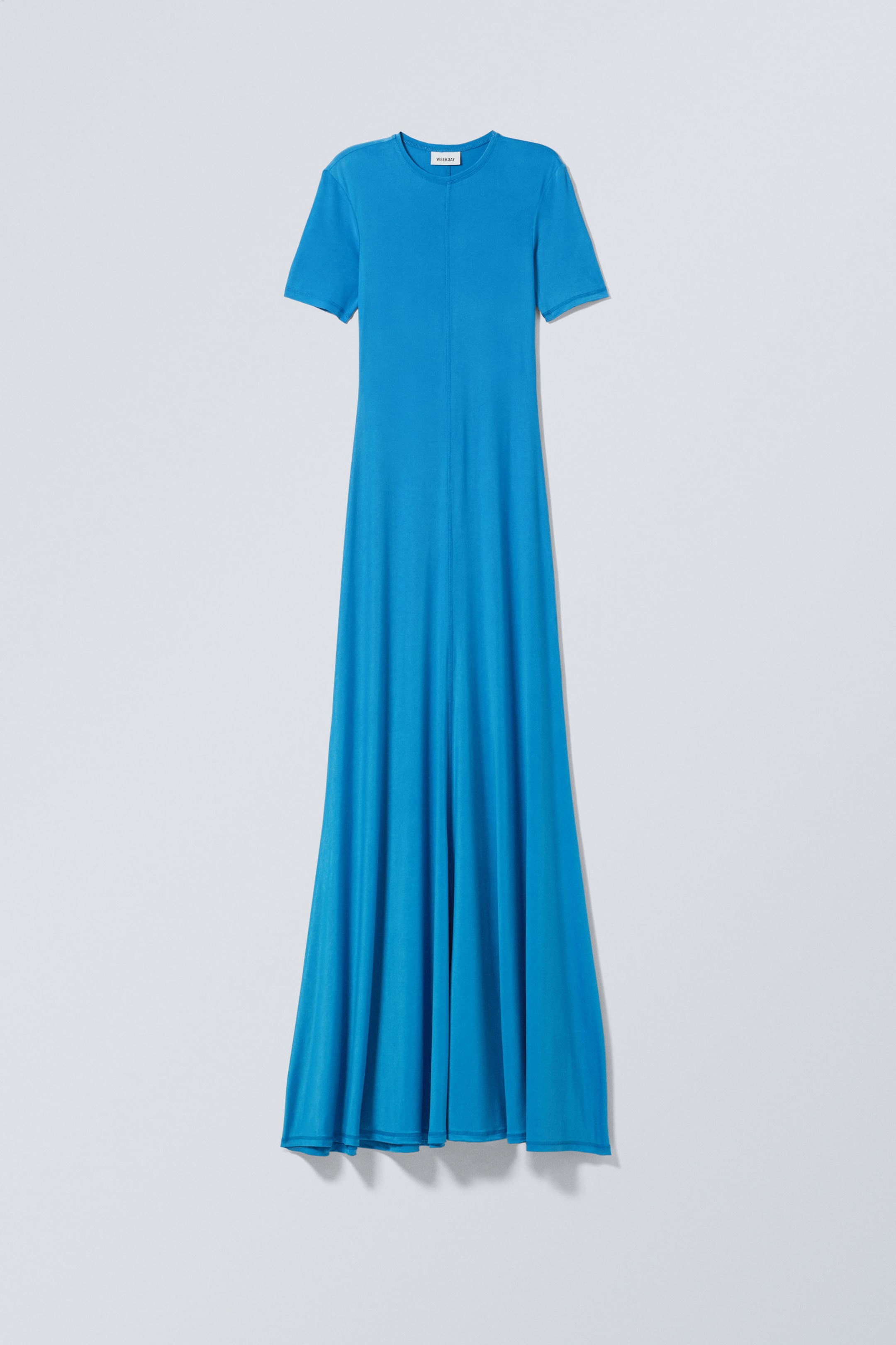 Blau - Sportliches Kurzarm-Maxikleid - 0
