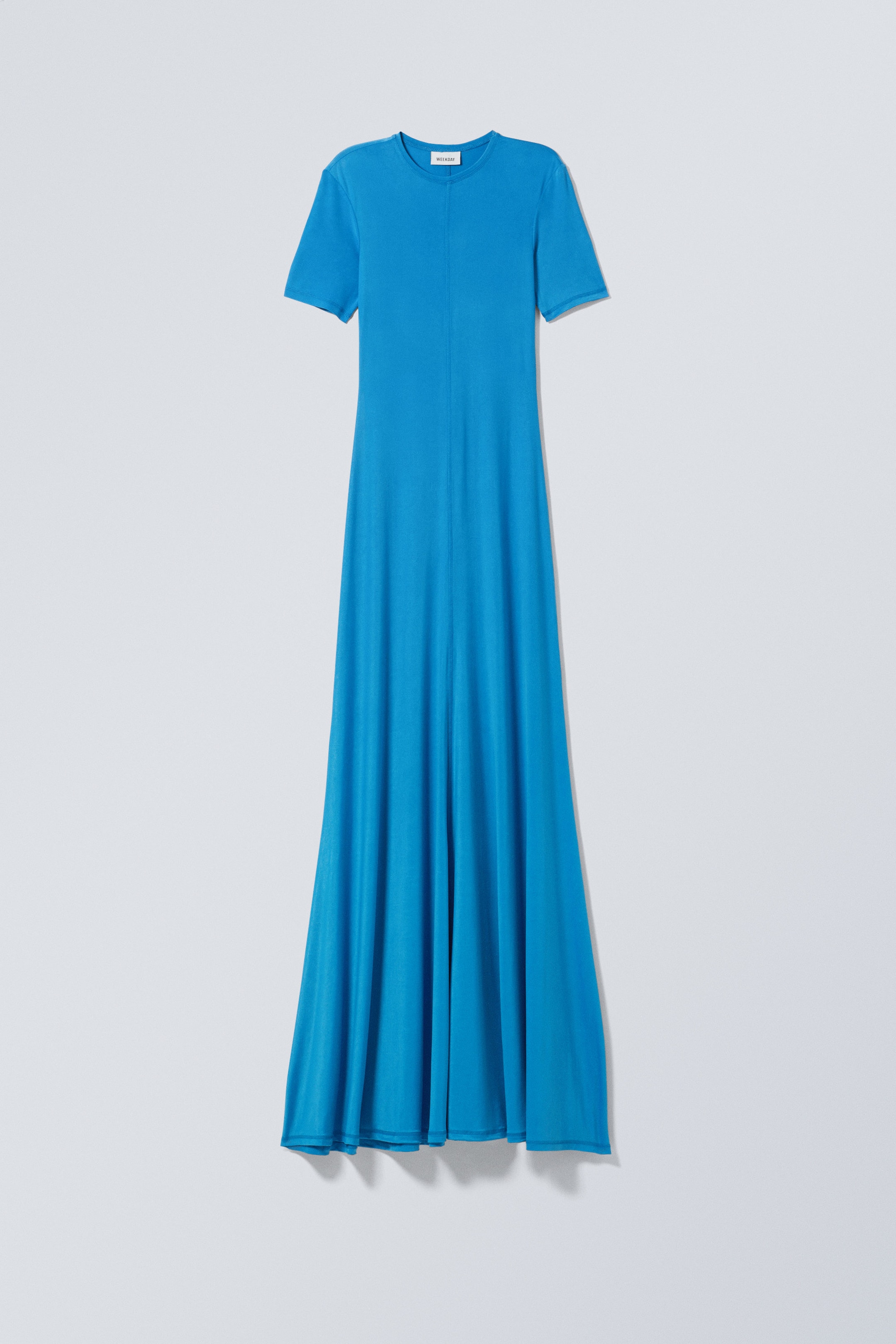 Blue - Sporty Short Sleeve Maxi Dress - 0