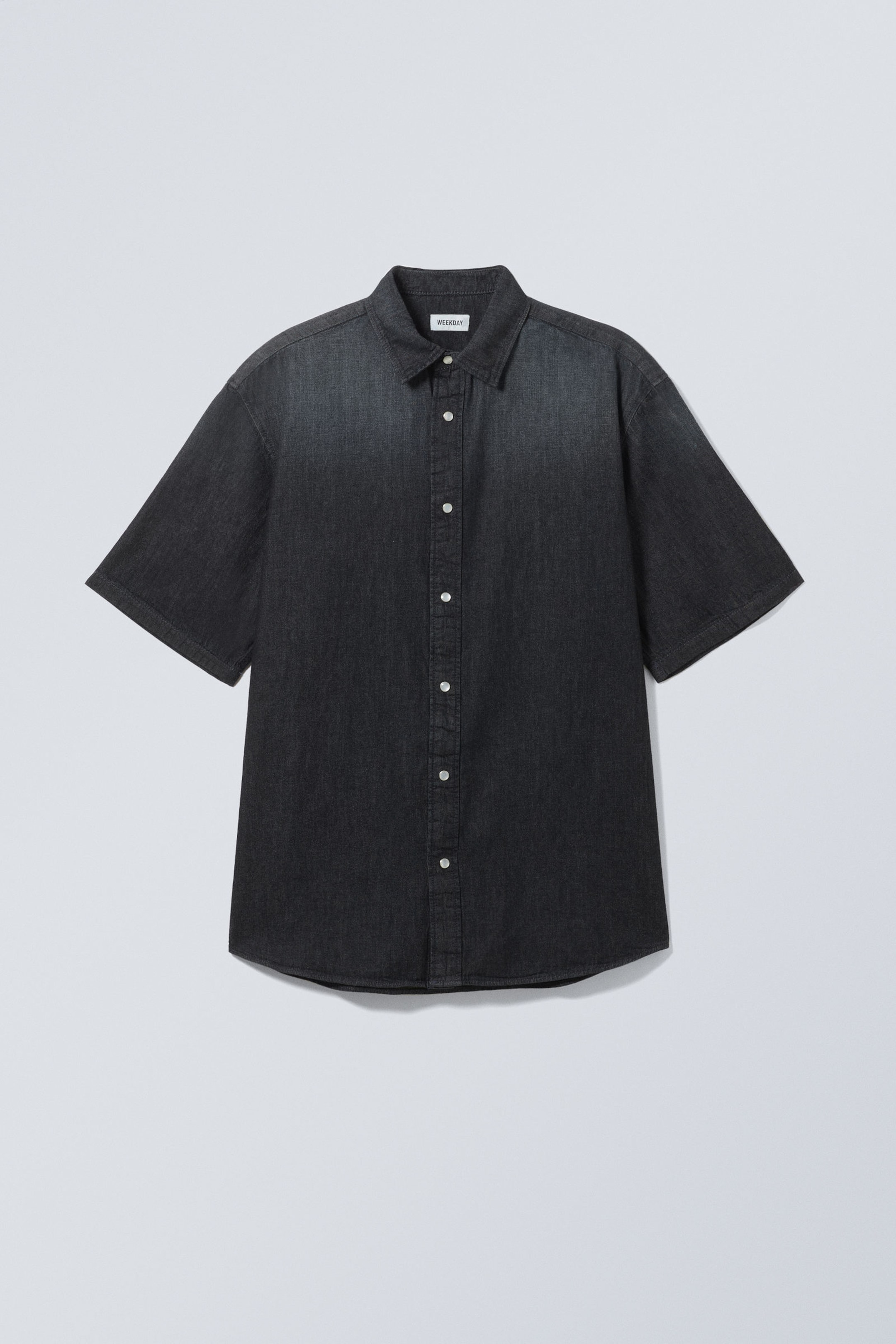 Blue Touch - Loose Short Sleeve Denim Shirt - 1