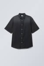 Blue Touch - Loose Short Sleeve Denim Shirt - 0