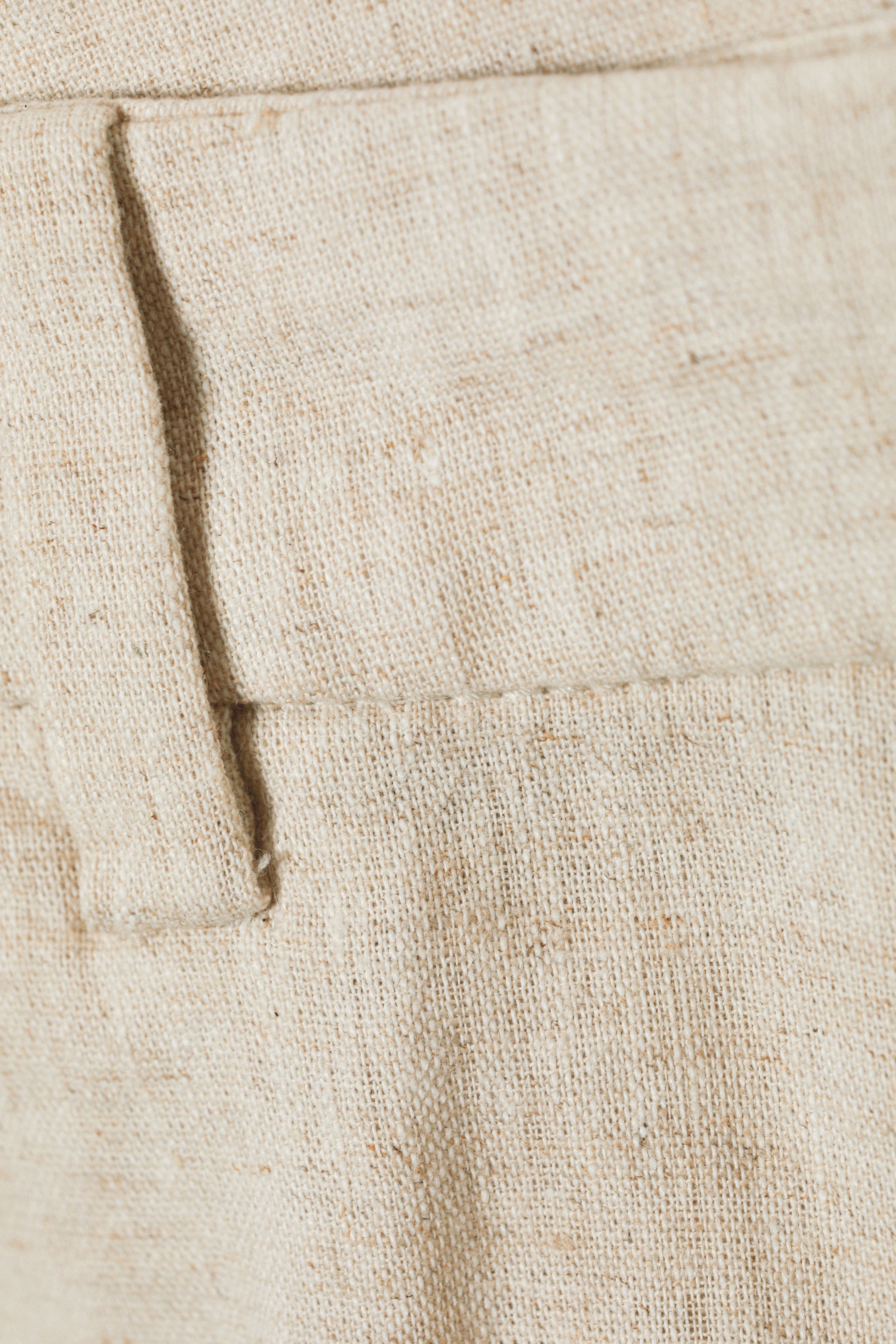 Ecru - Mid Linen Blend Suit Trousers - 5