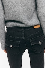 Ink Black - Black - Low Rise Slim Flared Leg Jeans - 3