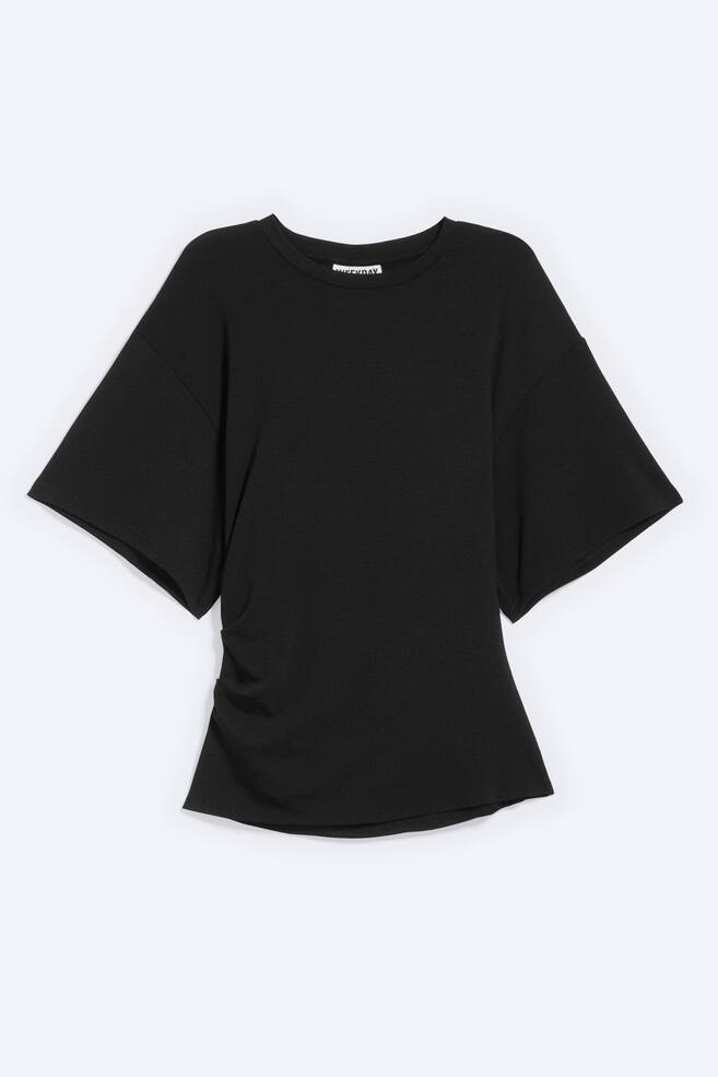 DRAPED FITTED T-SHIRT - Black/Black/White/Grey Melange/Dusty Khaki Green/Dusty Plum - 1