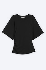 Black - DRAPIERTES, ENG ANLIEGENDES T-SHIRT - 0