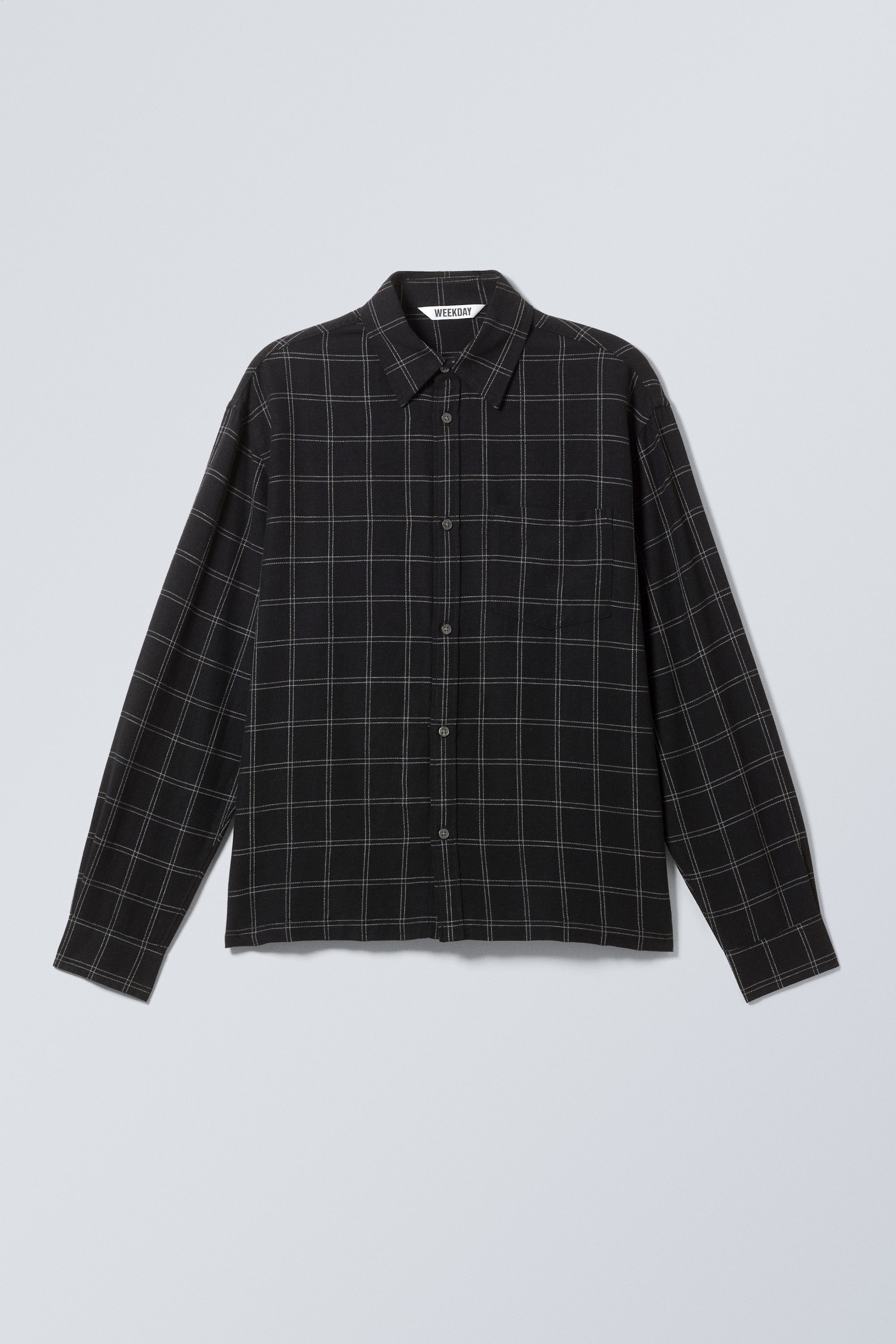 Svartrutete - Oversized rutete skjorte i linblanding med boxy passform - 1