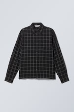 Svartrutete - Oversized rutete skjorte i linblanding med boxy passform - 0