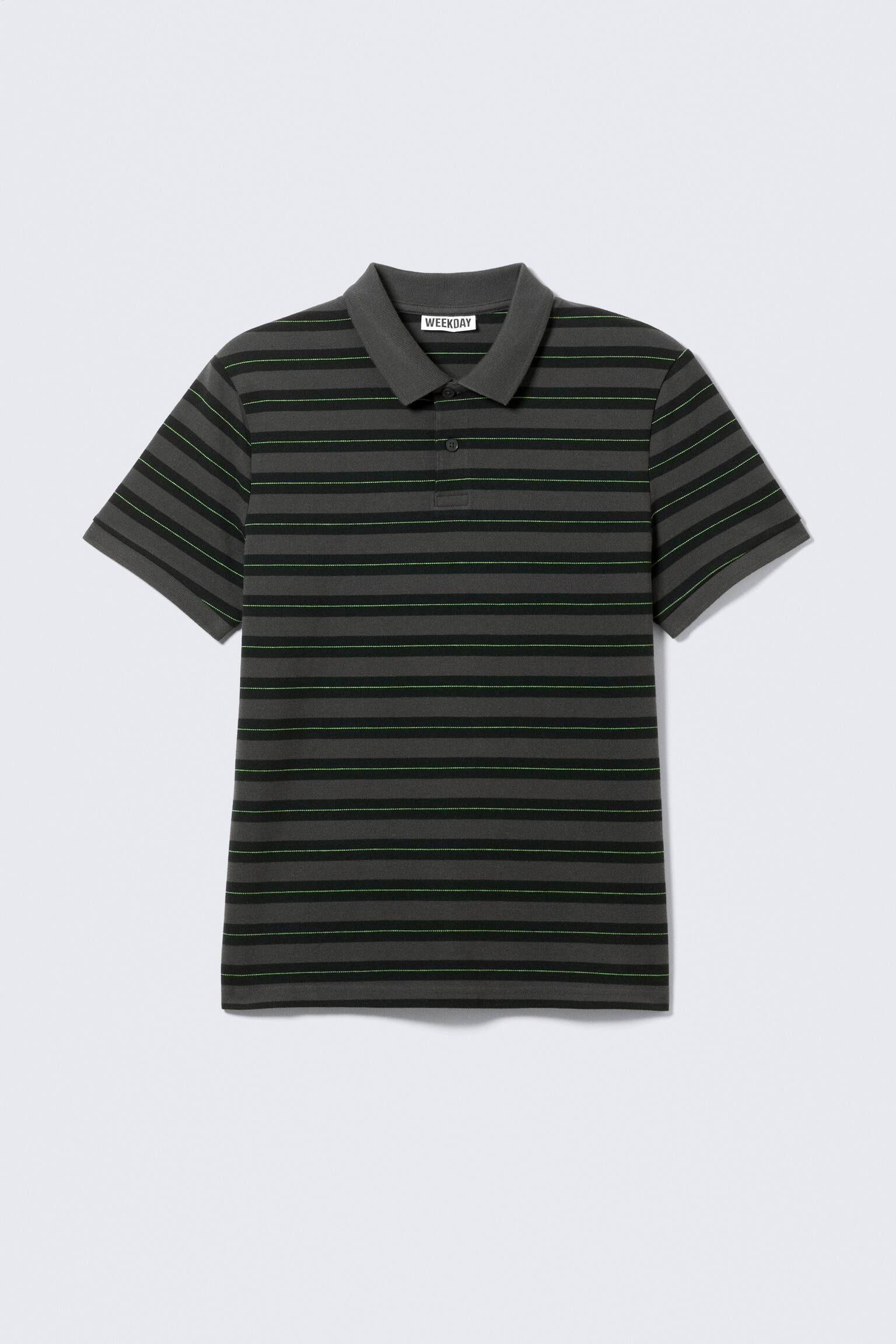 Camisa de tenis de piqué de manga corta - Gris oscuro - Verde a rayas - 2