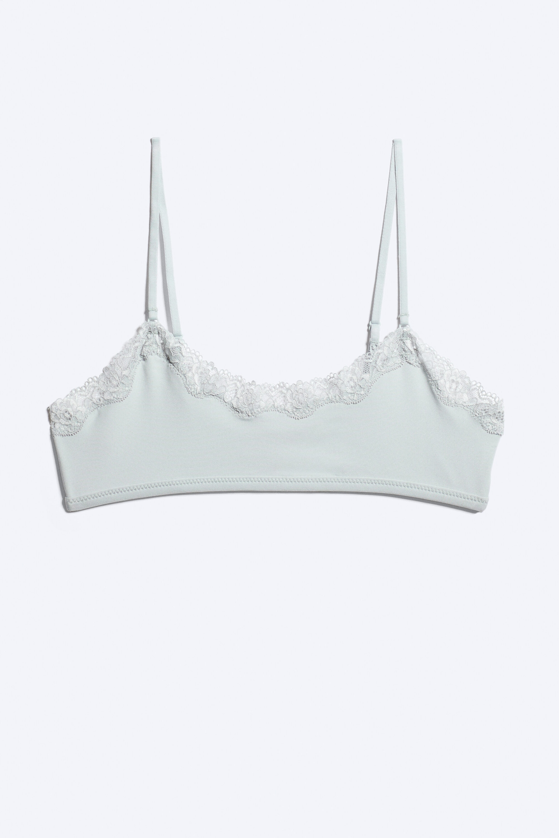 Dusty Light Grey - Scooped Soft Lace Bra - 3