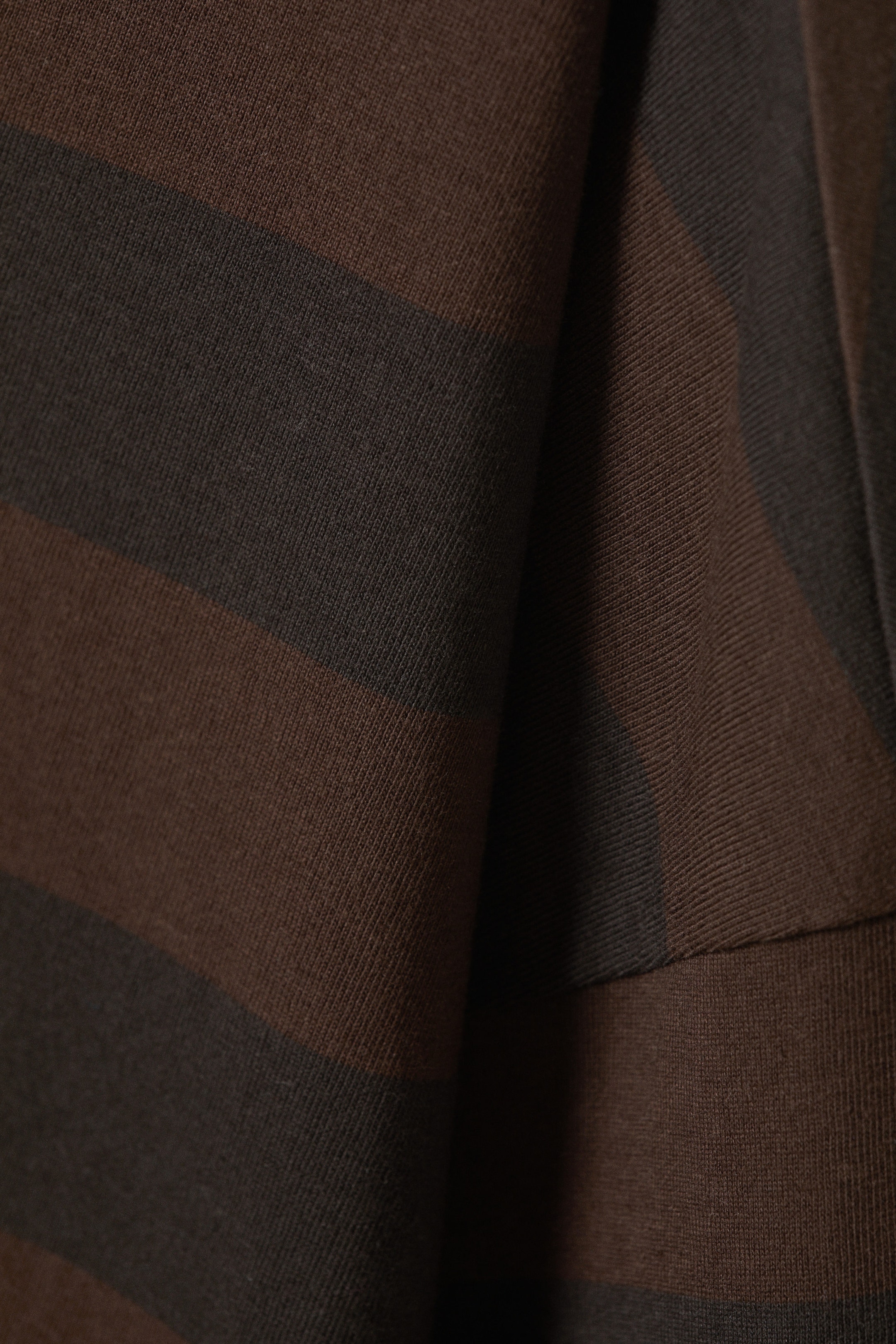 Striped Dark Brown - Long-Sleeved Cotton T-shirt - 1