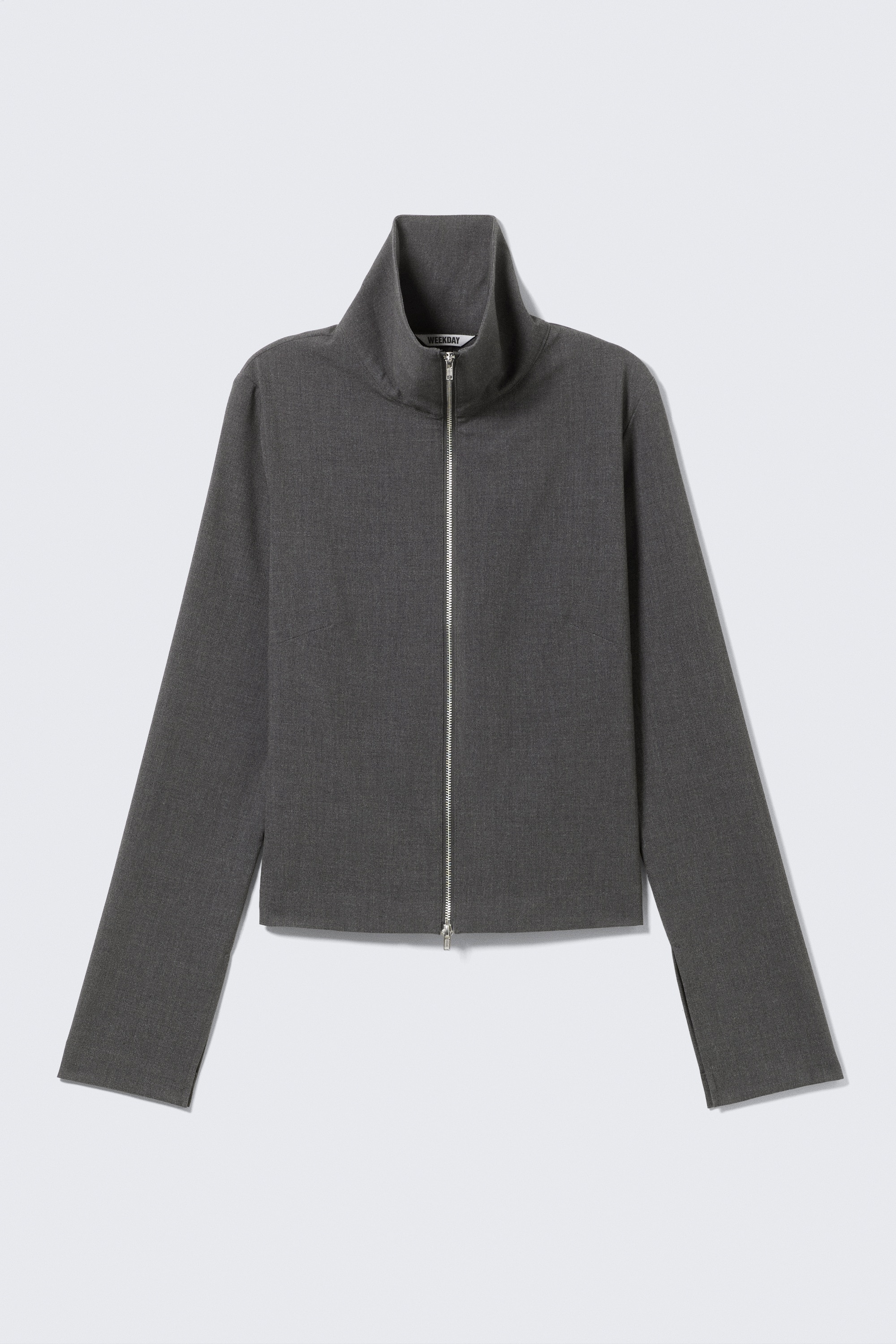 Camisa de manga larga con cremallera - Gris oscuro jaspeado/Negro a rayas