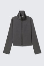 Dark Grey Melange - Slim Long-Sleeved Zip Shirt - 0