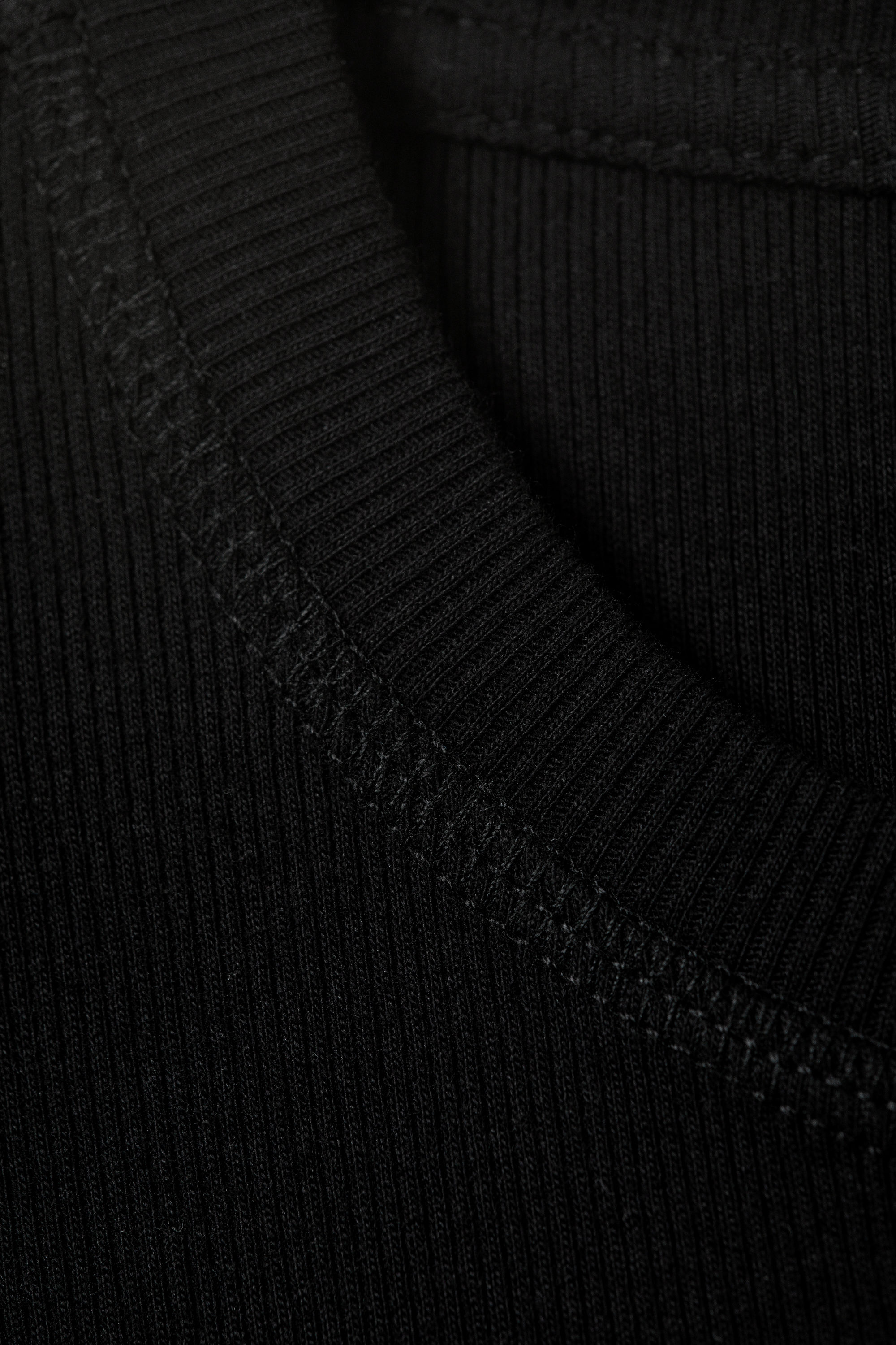 Black - Classic Slim Ribbed Cotton T-shirt - 5