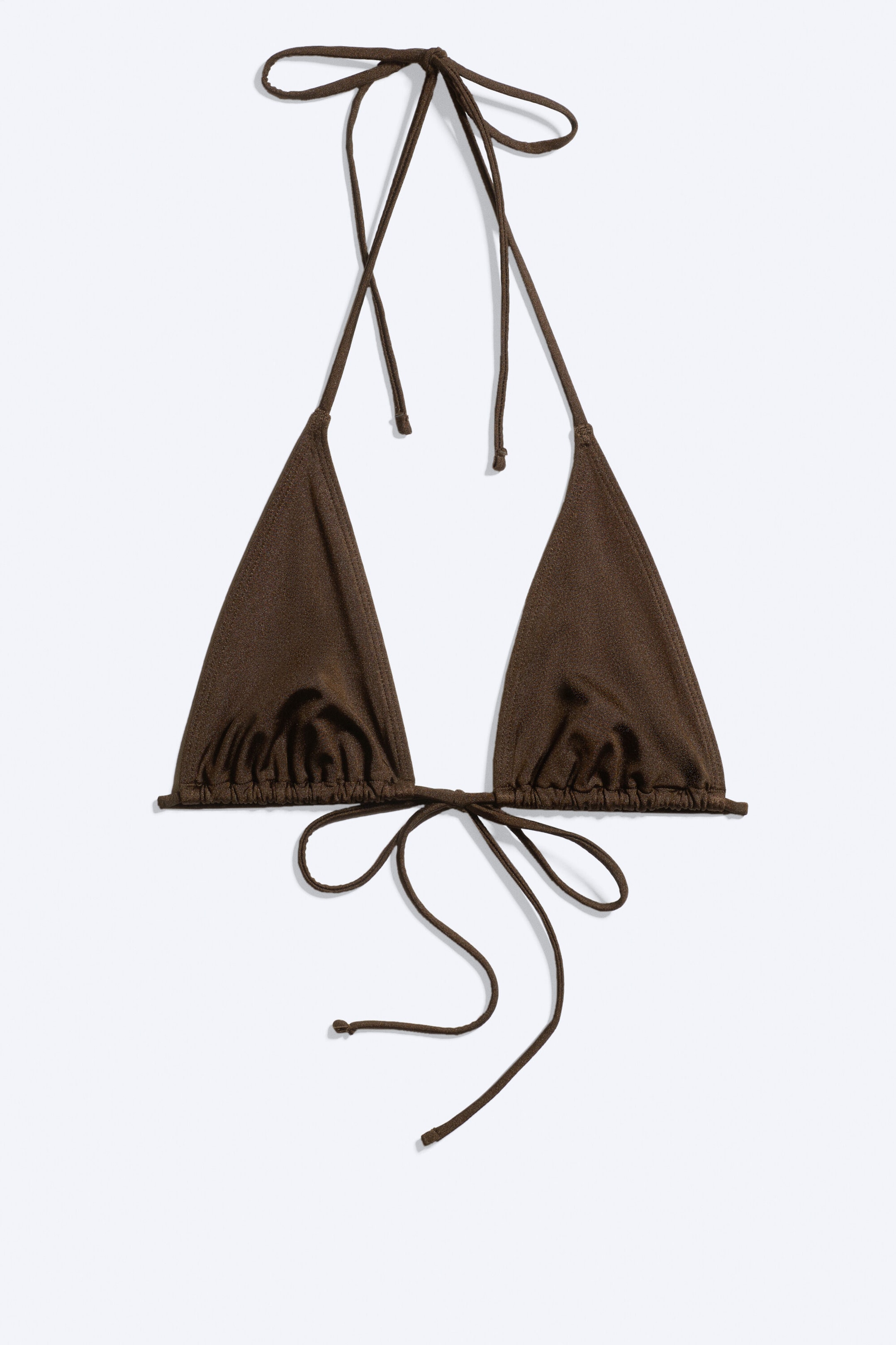 Dark Brown - Trekantet bikinitopp med tynne stropper - 0