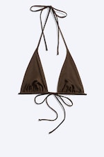 Dark Brown - Trekantet bikinitopp med tynne stropper - 0