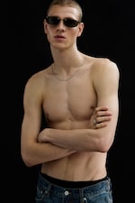 Black - Green Lenses - Rectangular Metal Frame Sunglasses - 1