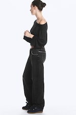 Ausgewaschenes Schwarz - IMOO LOW WAIST LOOSE STRAIGHT STUD JEANS - 0