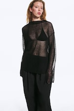 Schwarz - Pullover aus Leinenmix - 1