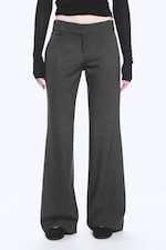 Dark Grey Melange - Low-Rise Flared Suiting Trousers - 5