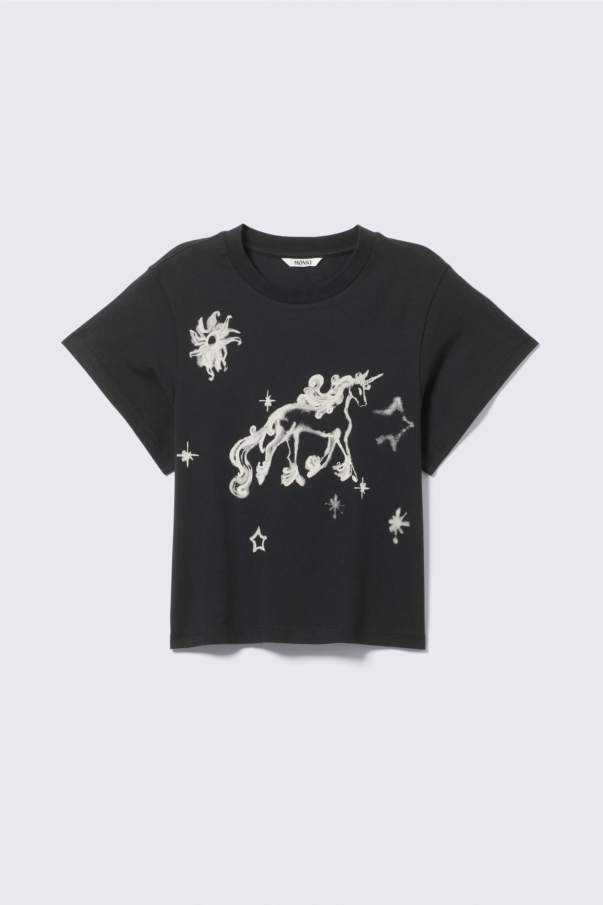 rosabel printed baby tee - Black - Unicorn | Monki WW