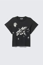 Black - Unicorn - Printed Mini T-shirt - 0