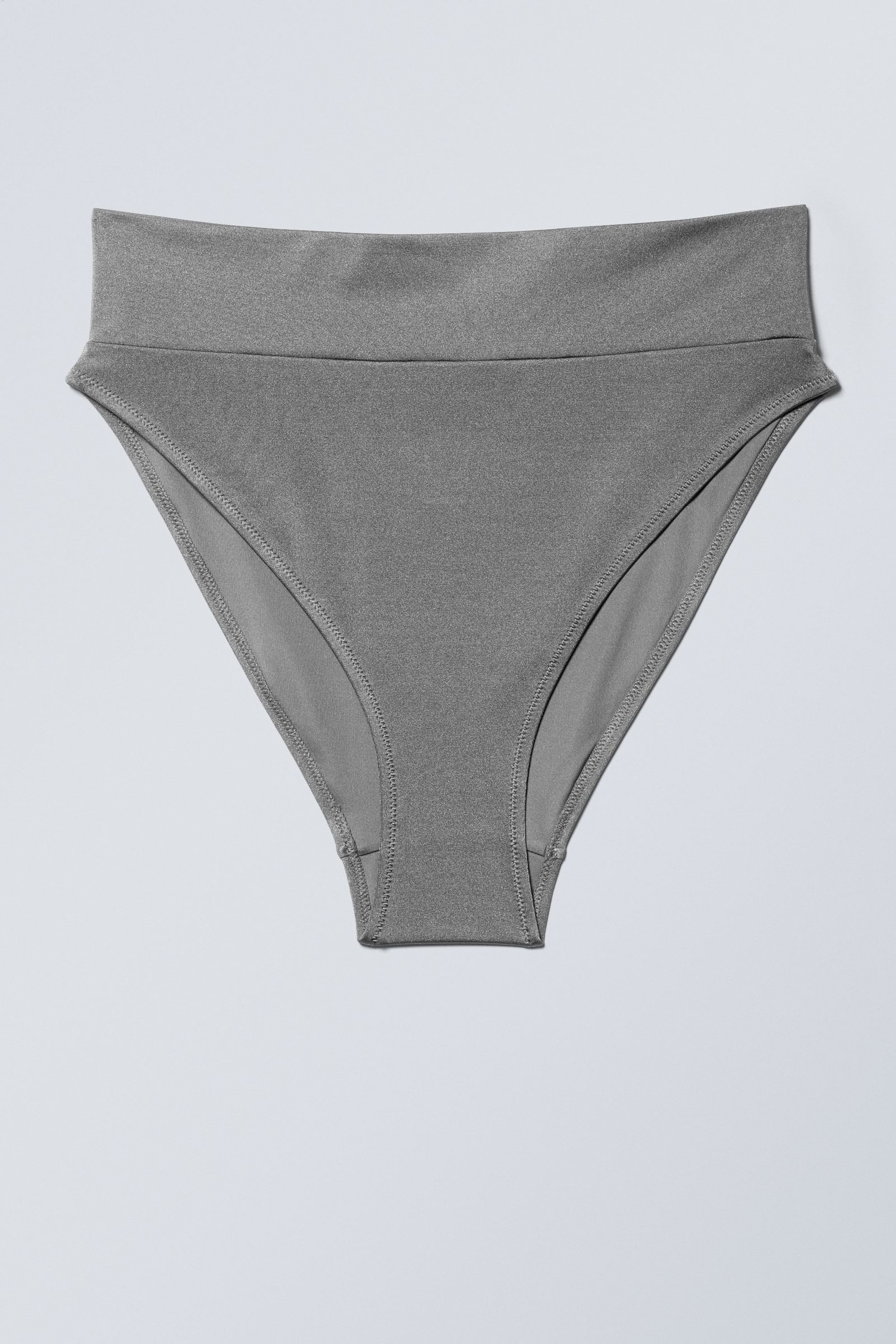 Grey Shimmer - Heat High Waist Bikini Bottoms - 1