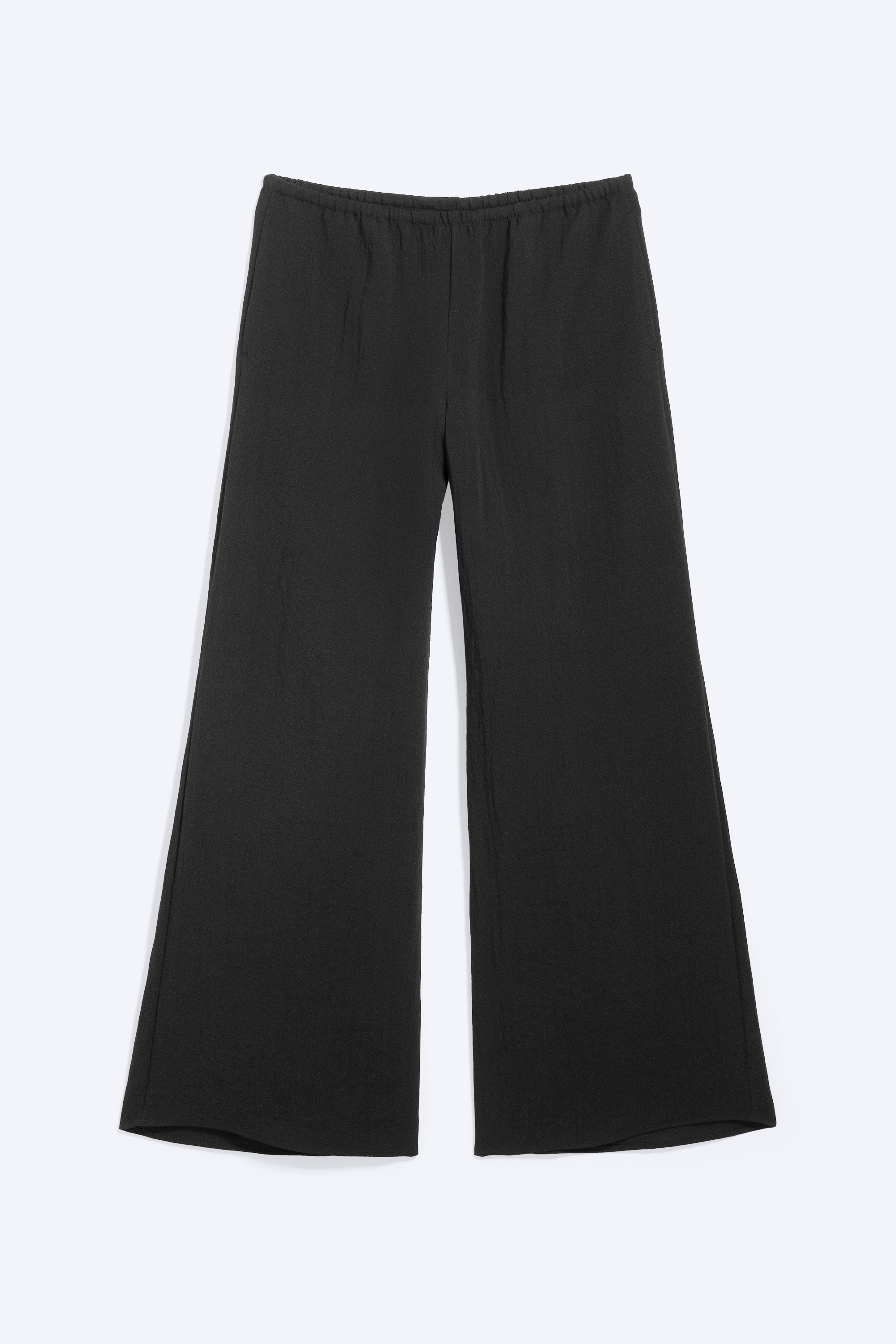 Pantaloni pull-on wide a vita bassa stropicciati - Nero/Talpa Polvere Chiara